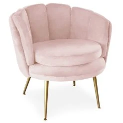 MENZZO Fauteuil Arrondi Brenda Velours Rose
