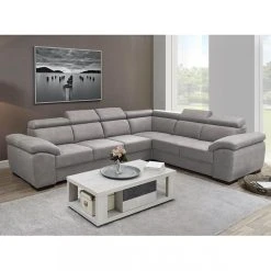 Altobuy BRUGES - Canapé D'Angle Réversible Coloris Gris Cendre