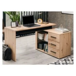 Vente-unique Bureau D'angle DEVEN Avec Rangements - 3 Tiroirs - Coloris : Chêne Et... -Vente-unique shop bureau 390097 1