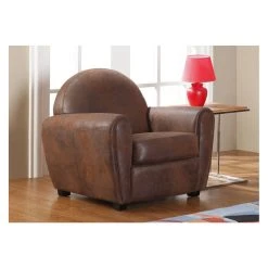 Vente-unique Fauteuil Microfibre Aspect Cuir Vieilli Club VICTORY II -Vente-unique shop canape 14192