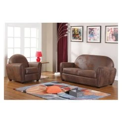 Vente-unique Fauteuil Microfibre Aspect Cuir Vieilli Club VICTORY II -Vente-unique shop canape 15735