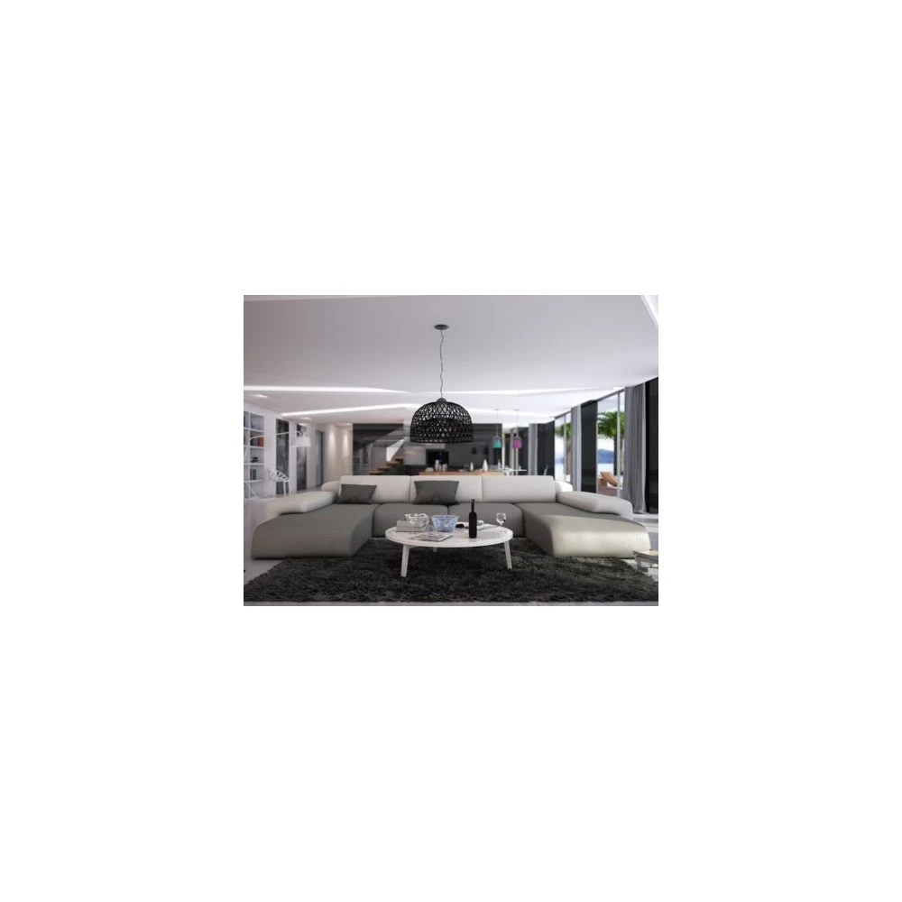 Vente-unique Canapé Panoramique 7 Places En Simili SICILE - Bicolore Blanc Et Gris 3 Vente-unique Canapé Panoramique 7 Places En Simili SICILE - Bicolore Blanc Et Gris