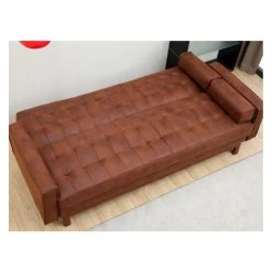 Vente-unique Canapé Convertible Clic-clac En Microfibre ELEANOR - Marron Effet Vin... -Vente-unique shop canape 176597