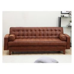 Vente-unique Canapé Convertible Clic-clac En Microfibre ELEANOR - Marron Effet Vin... -Vente-unique shop canape 176598