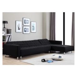 Vente-unique Canapé D'angle Convertible Et Réversible En Tissu WILLIS - Noir -Vente-unique shop canape 192809