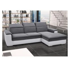 Vente-unique Canapé D'angle Convertible En Microfibre Et Simili CONNOR - Bicolore ... -Vente-unique shop canape 195314