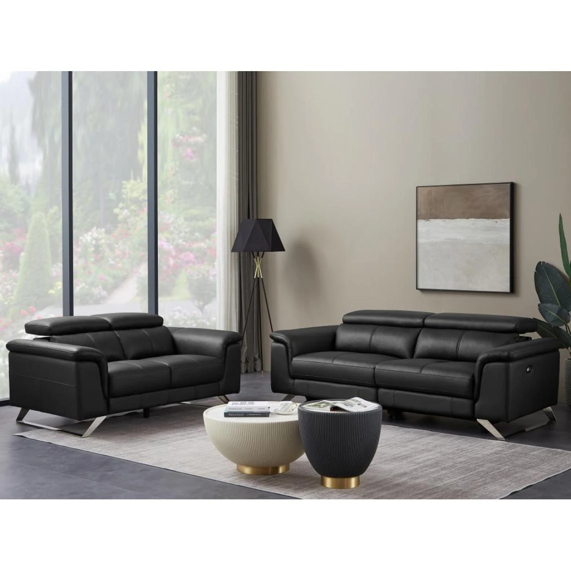 Vente-unique Canapé 2 Places En Cuir De Vachette Noir BREYT II 3 Vente-unique Canapé 2 Places En Cuir De Vachette Noir BREYT II