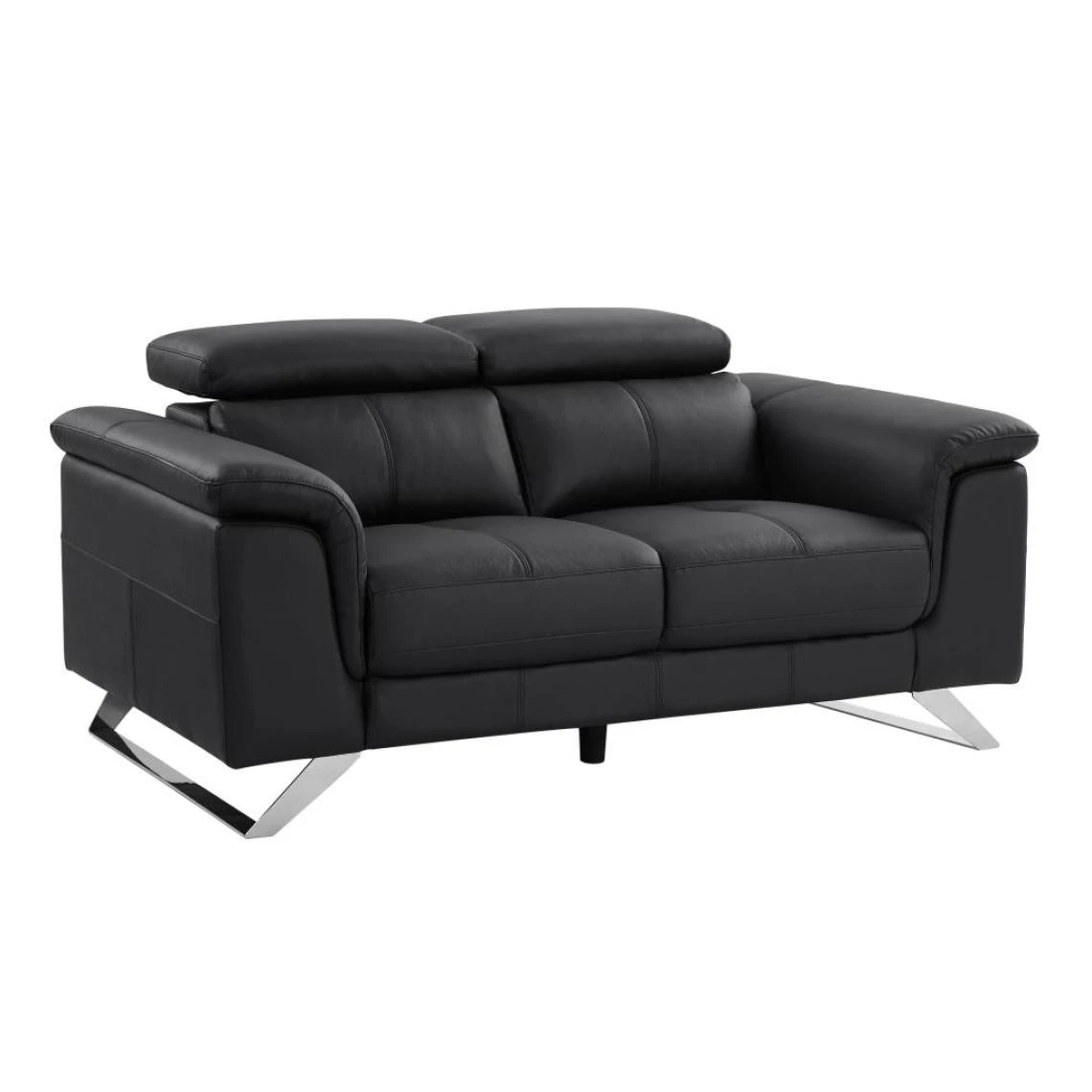 Vente-unique Canapé 2 Places En Cuir De Vachette Noir BREYT II 4 Vente-unique Canapé 2 Places En Cuir De Vachette Noir BREYT II – Image 2