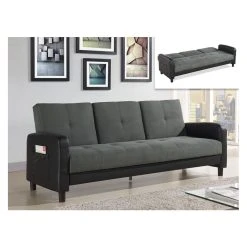 Vente-unique Canapé 3 Places Convertible En Microfibre Et Simili DAILLY - Bicolor... -Vente-unique shop canape 249263 1