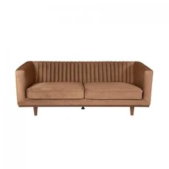 MES Canapé 3 Places 210x87x72 Cm En Tissu Velours Marron - VALYO