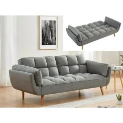 Vente-unique Canapé 3 Places Convertible Clic-clac En Tissu LOELINE - Gris Chiné -Vente-unique shop canape 3 places convertible clic clac en tissu loeline gris chine 9798860 25340884 1140x1140