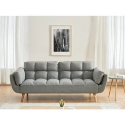 Vente-unique Canapé 3 Places Convertible Clic-clac En Tissu LOELINE - Gris Chiné -Vente-unique shop canape 3 places convertible clic clac en tissu loeline gris chine 9798860 25340888 1140x1140