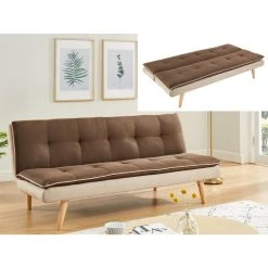 Vente-unique Canapé 3 Places Convertible Clic-clac En Tissu MOUFFETARD - Marron Et... -Vente-unique shop canape 3 places convertible clic clac en tissu mouffetard marron et beige 8242481 21010113 1140x1140