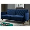 Vente-unique Canapé 3 Places Convertible Clic-clac En Velours JORIS - Bleu Nuit