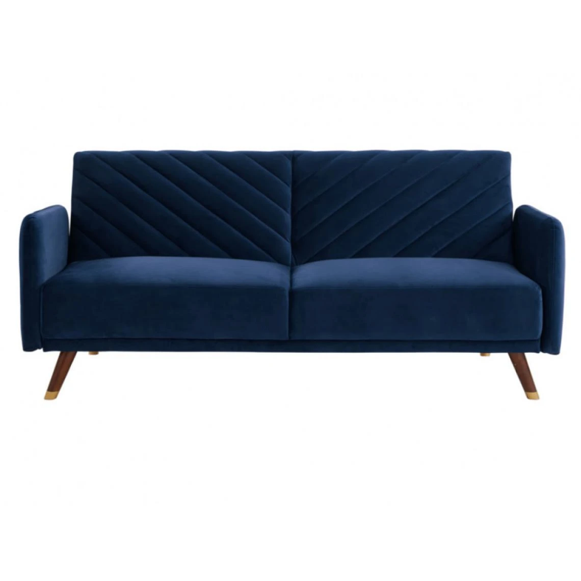 Vente-unique Canapé 3 Places Convertible Clic-clac En Velours JORIS - Bleu Nuit 6 Vente-unique Canapé 3 Places Convertible Clic-clac En Velours JORIS - Bleu Nuit – Image 4