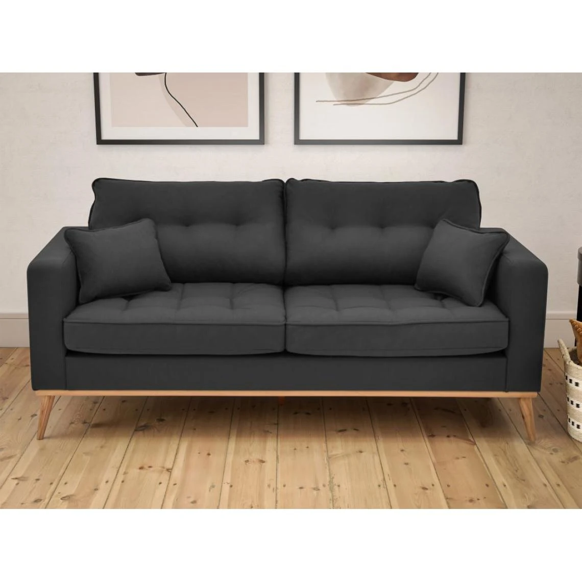 Vente-unique Canapé 3 Places Convertible En Tissu Anthracite KENZA 4 Vente-unique Canapé 3 Places Convertible En Tissu Anthracite KENZA – Image 2