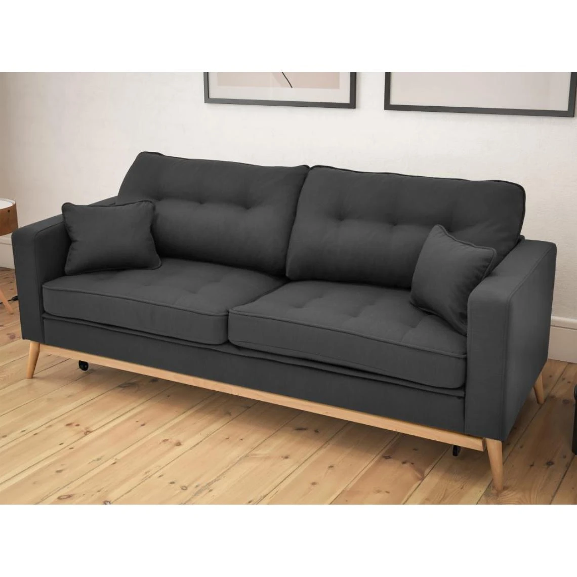 Vente-unique Canapé 3 Places Convertible En Tissu Anthracite KENZA 5 Vente-unique Canapé 3 Places Convertible En Tissu Anthracite KENZA – Image 3