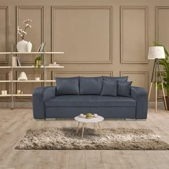 MES Canapé 3 Places Convertible En Velours Anthracite - FULLSPACE