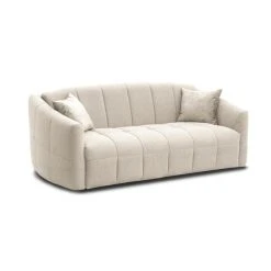 DUNLOPILLO Canapé 3 Places Convertible Express En Tissu Bouclette Crème - Couch... -Vente-unique shop canape 3 places convertible express en tissu bouclette creme couchage 140 cm matelas dunlopillo 14 cm avec memoire de forme retuna 14070026 39073260 1140x1140