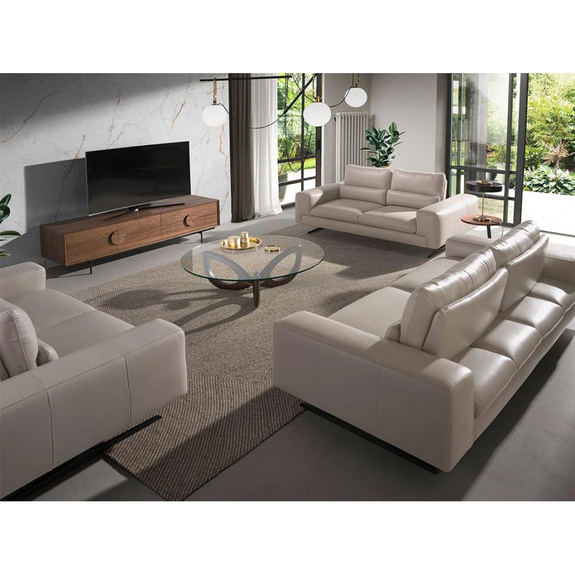 Angel Cerda Canapé 3 Places En Cuir Et Acier Noir 6 Angel Cerda Canapé 3 Places En Cuir Et Acier Noir – Image 4