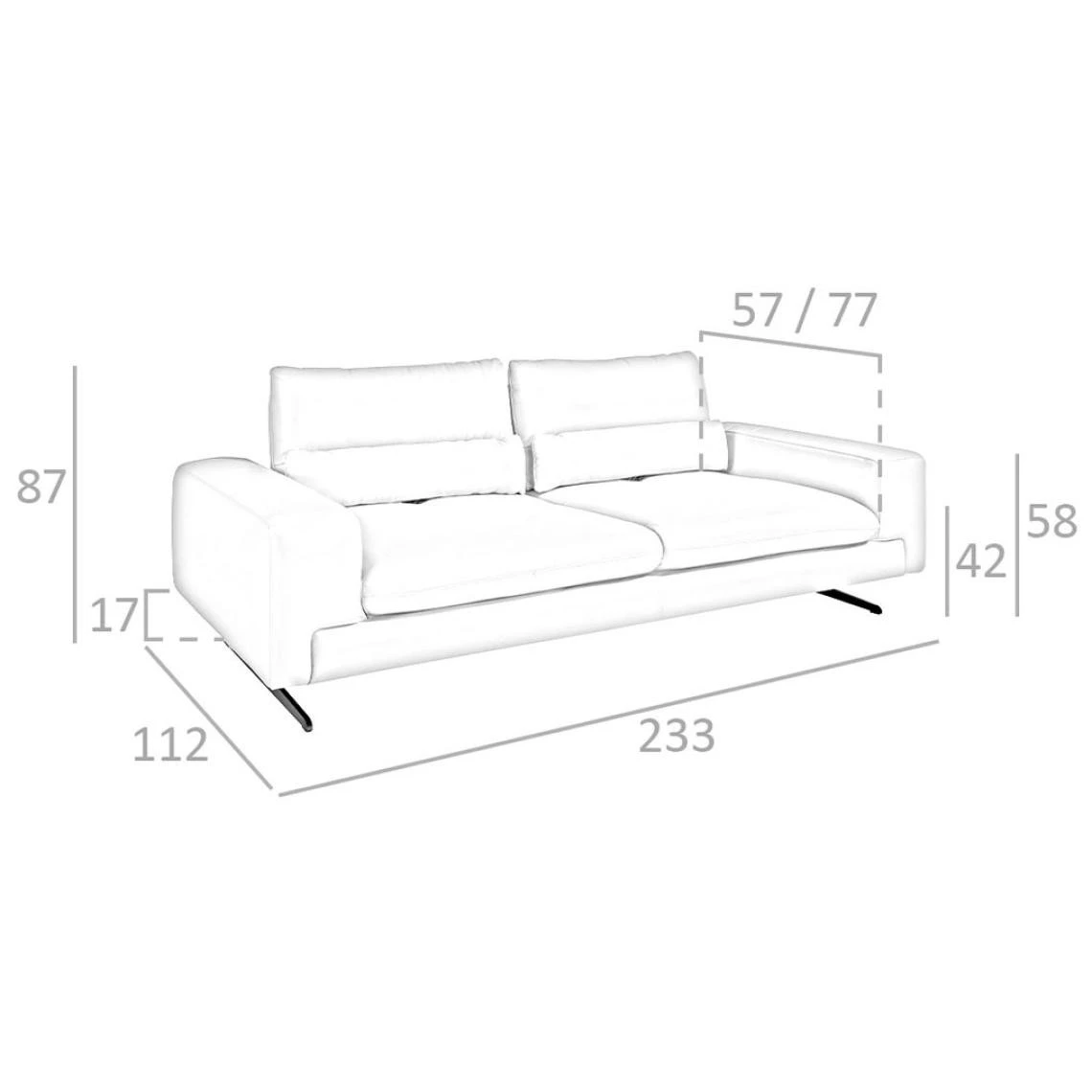 Angel Cerda Canapé 3 Places En Cuir Et Acier Noir 7 Angel Cerda Canapé 3 Places En Cuir Et Acier Noir – Image 5