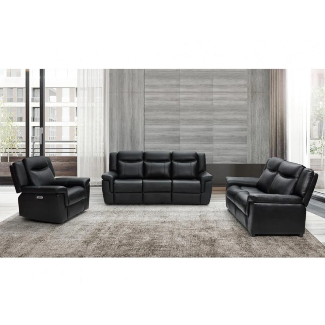 Vente-unique Canapé 3 Places Relax électrique En Cuir Avec Tablette KENNETH - Noi... 4 Vente-unique Canapé 3 Places Relax électrique En Cuir Avec Tablette KENNETH - Noi... – Image 2