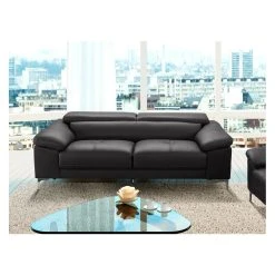 Vente-unique Canapé 3 Places En Cuir SOLANGE - Anthracite -Vente-unique shop canape 325975