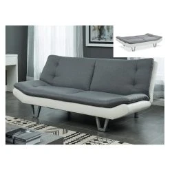 Vente-unique Canapé Convertible Clic Clac En Tissu UDARA - Gris Et Blanc -Vente-unique shop canape 337689 1