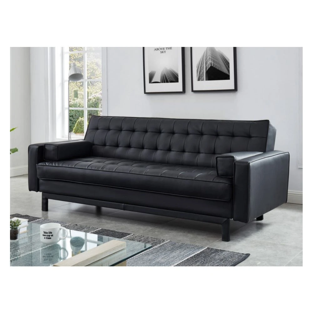 Vente-unique Canapé Convertible Clic-clac En Simili ELEANOR - Noir 4 Vente-unique Canapé Convertible Clic-clac En Simili ELEANOR - Noir – Image 2