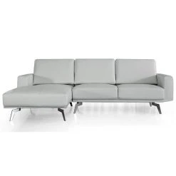 La Maison Du Canapé Canapé D'angle En Cuir ARYA - Gauche - Gris Perle