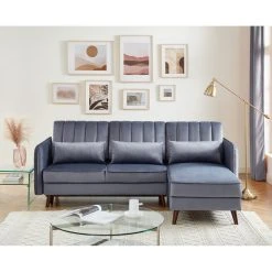 Baita Canapé Angle IDAHO Velours Gris Angle Convertible -Vente-unique shop canape angle idaho velours gris angle convertible 11568580 30357400 1140x1140