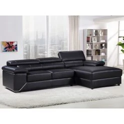 Habitat Et Jardin Canapé D'angle Cuir Reconstitué/PVC London - 4 Places - Noir - Ang...