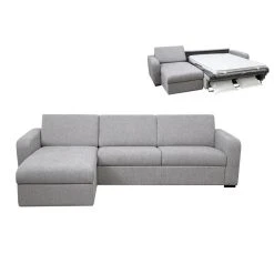 Vente-unique Canapé D'angle Gauche Convertible Express En Tissu Gris BEVIS