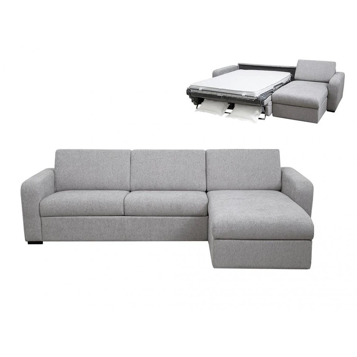 Vente-unique Canapé D'angle Droit Convertible Express En Tissu Gris BEVIS 3 Vente-unique Canapé D'angle Droit Convertible Express En Tissu Gris BEVIS