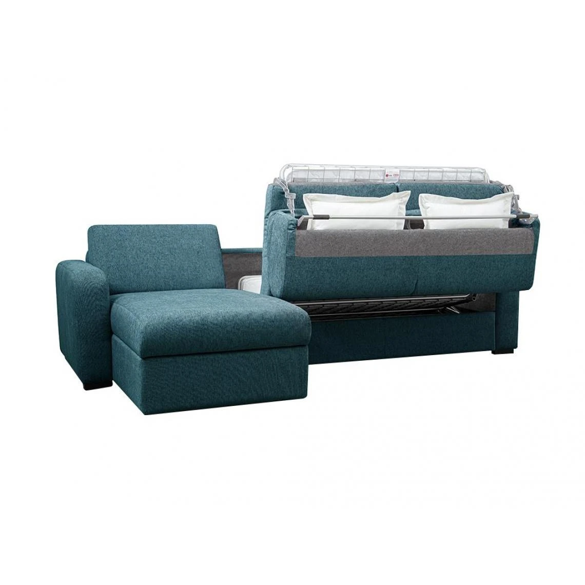 Vente-unique Canapé D'angle Gauche Convertible Express En Tissu Bleu BEVIS 4 Vente-unique Canapé D'angle Gauche Convertible Express En Tissu Bleu BEVIS – Image 2