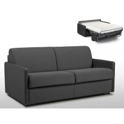 Vente-unique Canapé 3 Places Convertible Express En Tissu CALIFE - Gris - Couchage...