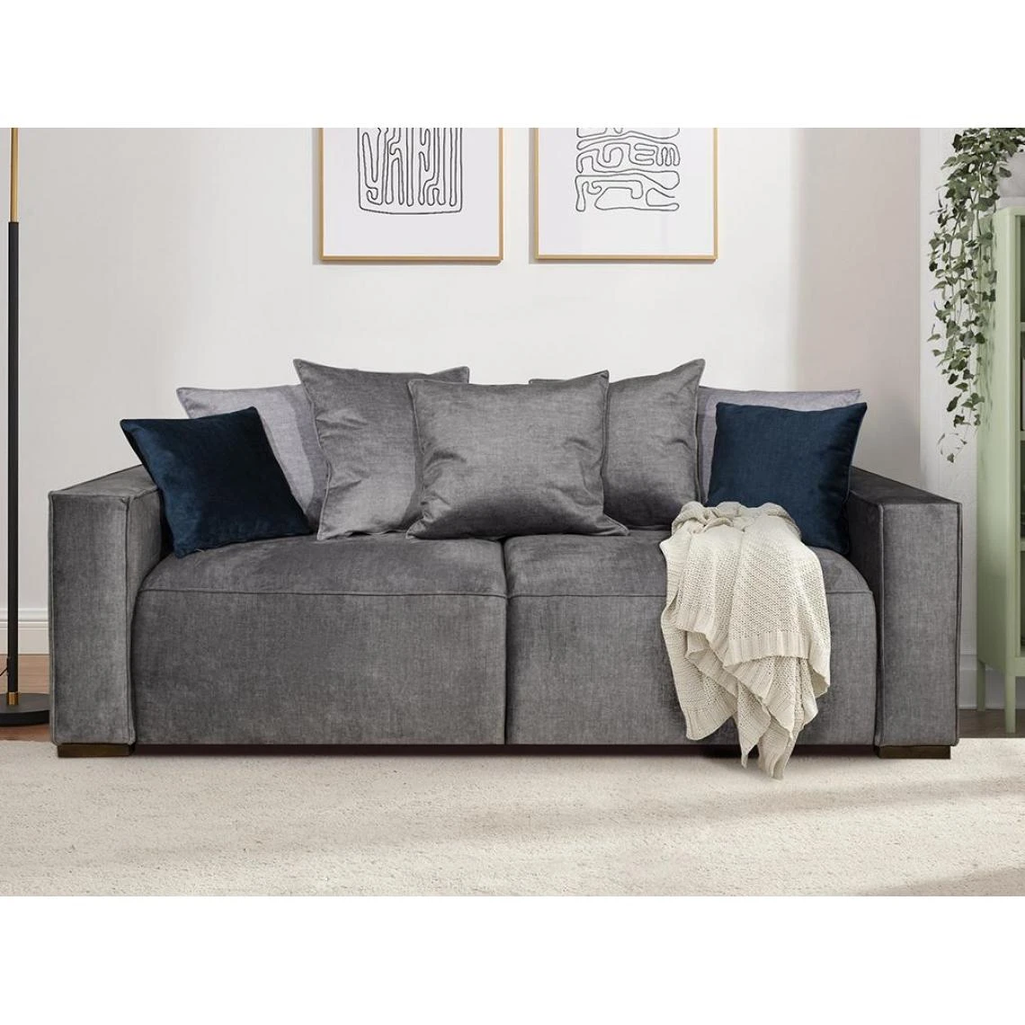 DUNLOPILLO Canapé 3 Places Convertible Express En Tissu Gris - Couchage 140 Cm -... 4 DUNLOPILLO Canapé 3 Places Convertible Express En Tissu Gris - Couchage 140 Cm -... – Image 2