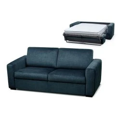 Vente-unique Canapé 3 Places Convertible Express En Velours Bleu Canard CAMPIA