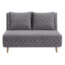 Vente-unique Canapé 2 Places Convertible En Velours Matelassé Gris CANELI -Vente-unique shop canape caneli 11933740 31594714 1140x1140