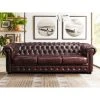 Vente-unique Canapé Chesterfield 4 Places BRENTON 100% Cuir De Buffle Bordeaux