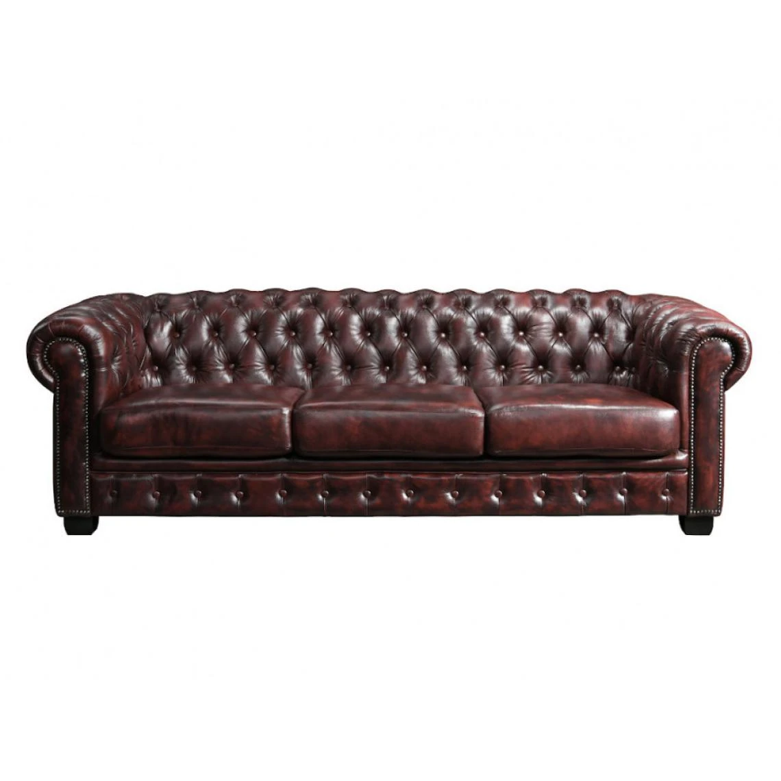 Vente-unique Canapé Chesterfield 4 Places BRENTON 100% Cuir De Buffle Bordeaux 5 Vente-unique Canapé Chesterfield 4 Places BRENTON 100% Cuir De Buffle Bordeaux – Image 3