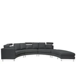 Beliani Canapé Circulaire Modulable En Tissu Gris Foncé 8 Places ROTUNDE - G...
