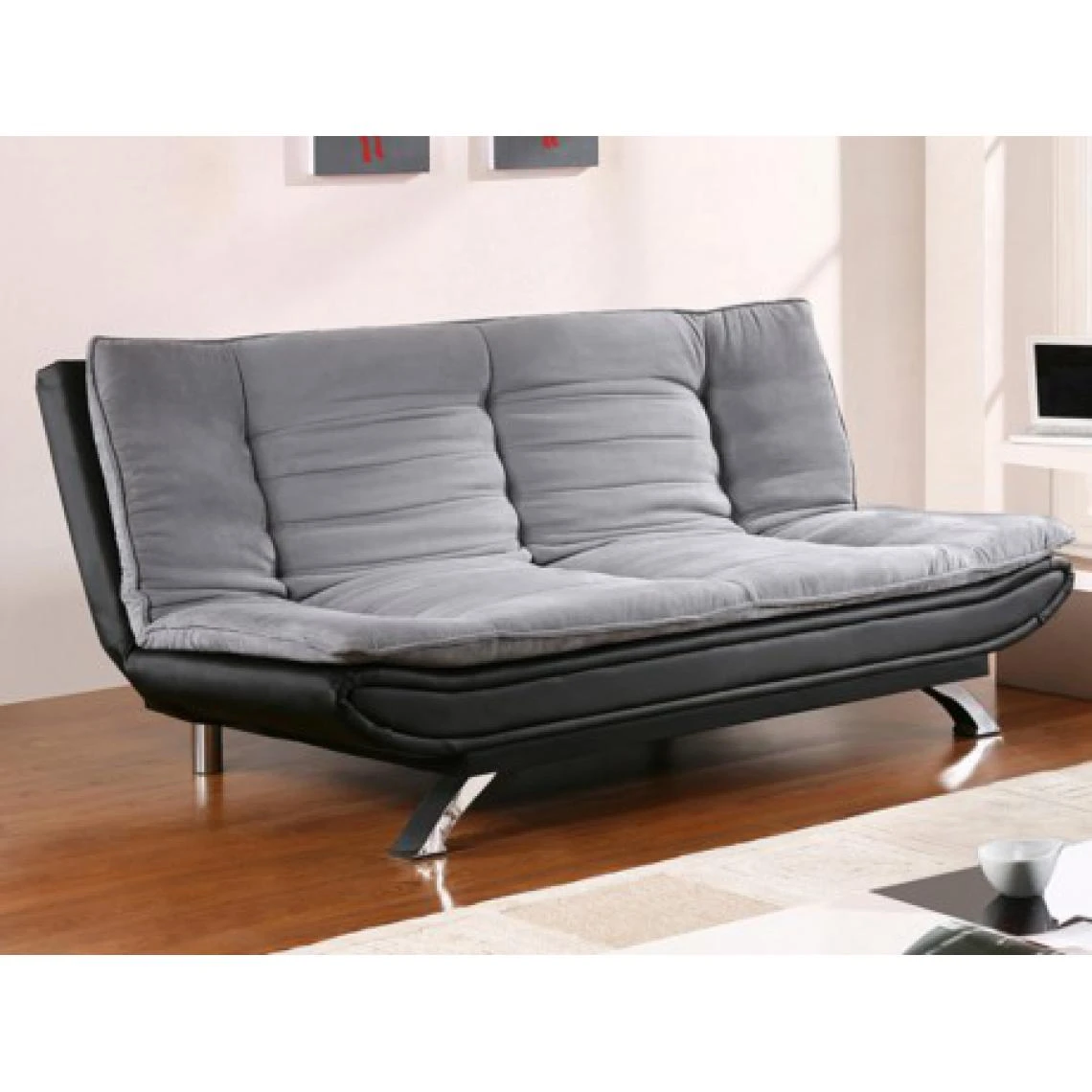 Vente-unique Canapé Convertible Clic-clac En Tissu Et Simili DEMIDO III - Gris Et ... 3 Vente-unique Canapé Convertible Clic-clac En Tissu Et Simili DEMIDO III - Gris Et ...