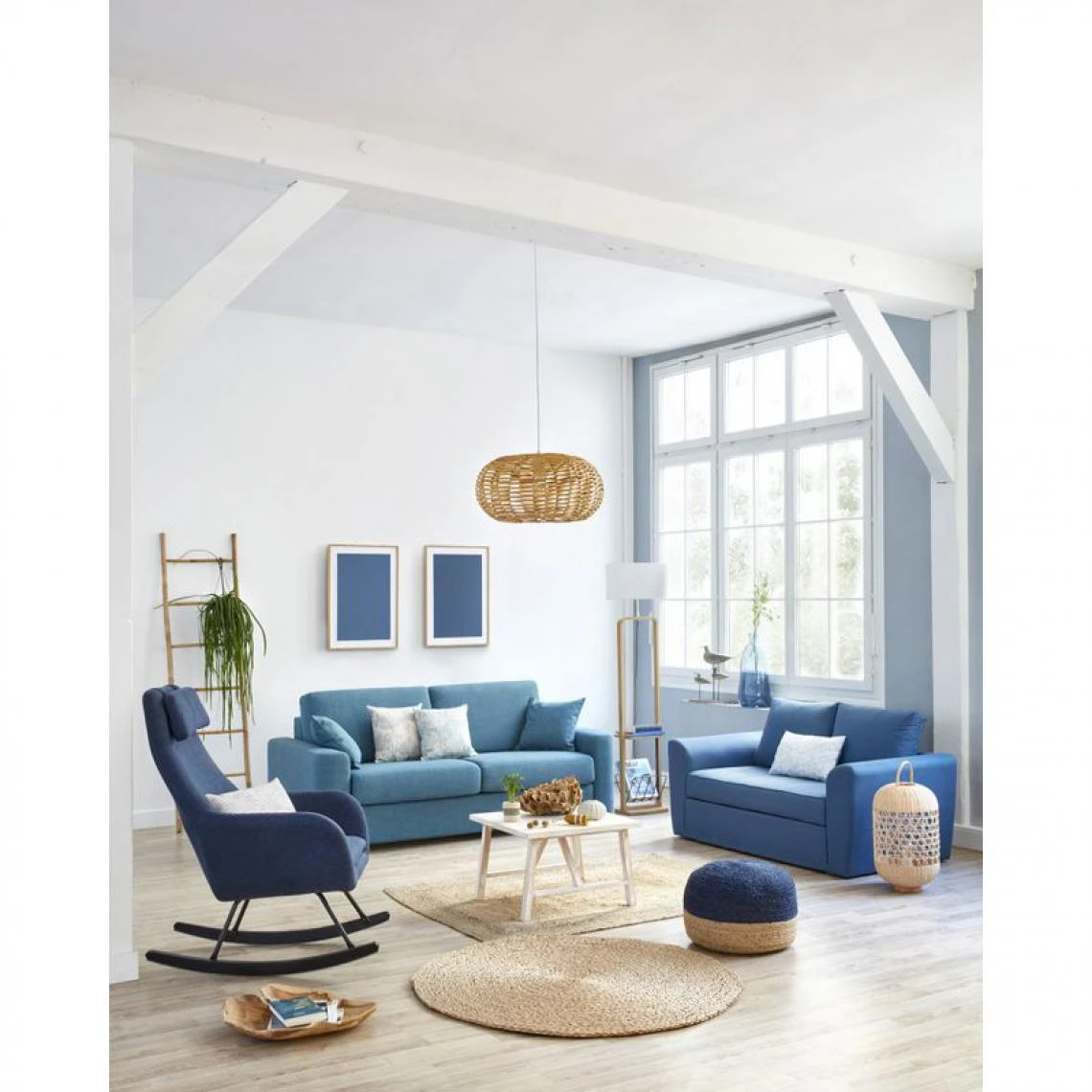 BUT Canapé Convertible 2 Places TWILL Tissu Bleu Tonnerre 4 BUT Canapé Convertible 2 Places TWILL Tissu Bleu Tonnerre – Image 2