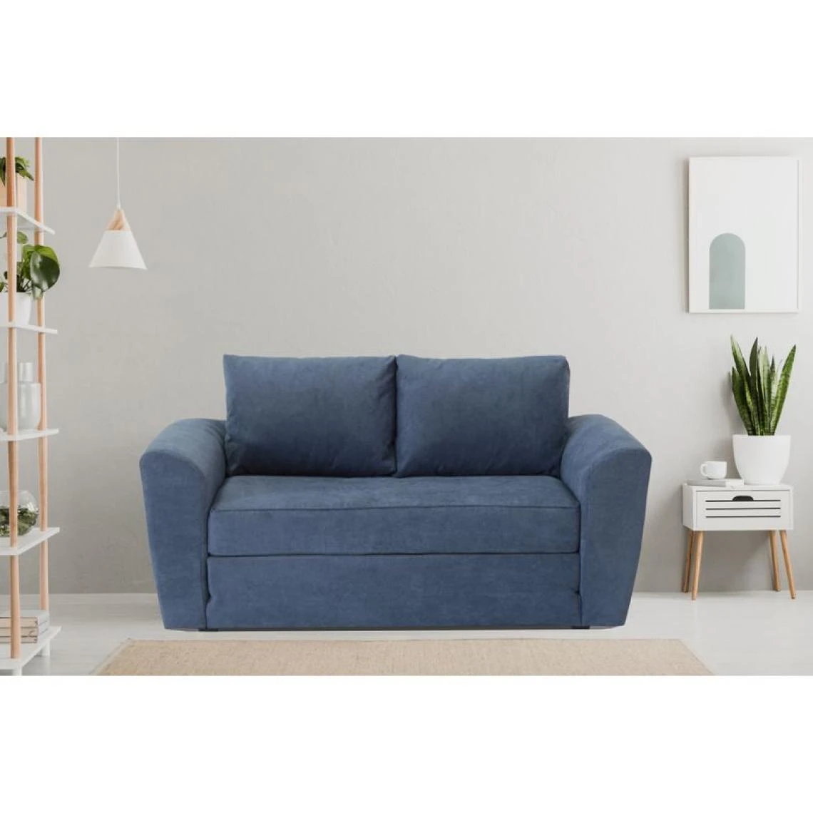 BUT Canapé Convertible 2 Places TWILL Tissu Soro Bleu 4 BUT Canapé Convertible 2 Places TWILL Tissu Soro Bleu – Image 2