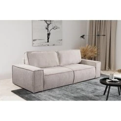 Vente-unique Canapé 3 Places Convertible En Tissu Bouclette Beige AMELIA -Vente-unique shop canape convertible amelia 12648696 33990674 1140x1140