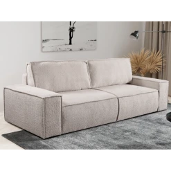 Vente-unique Canapé 3 Places Convertible En Tissu Bouclette Beige AMELIA -Vente-unique shop canape convertible amelia 12648696 33990676 1140x1140