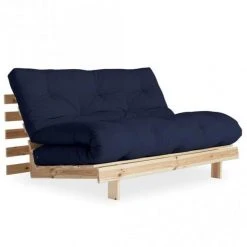 Inside 75 Canapé Convertible Futon RACINES Pin Naturel Coloris Marine Couchage ...