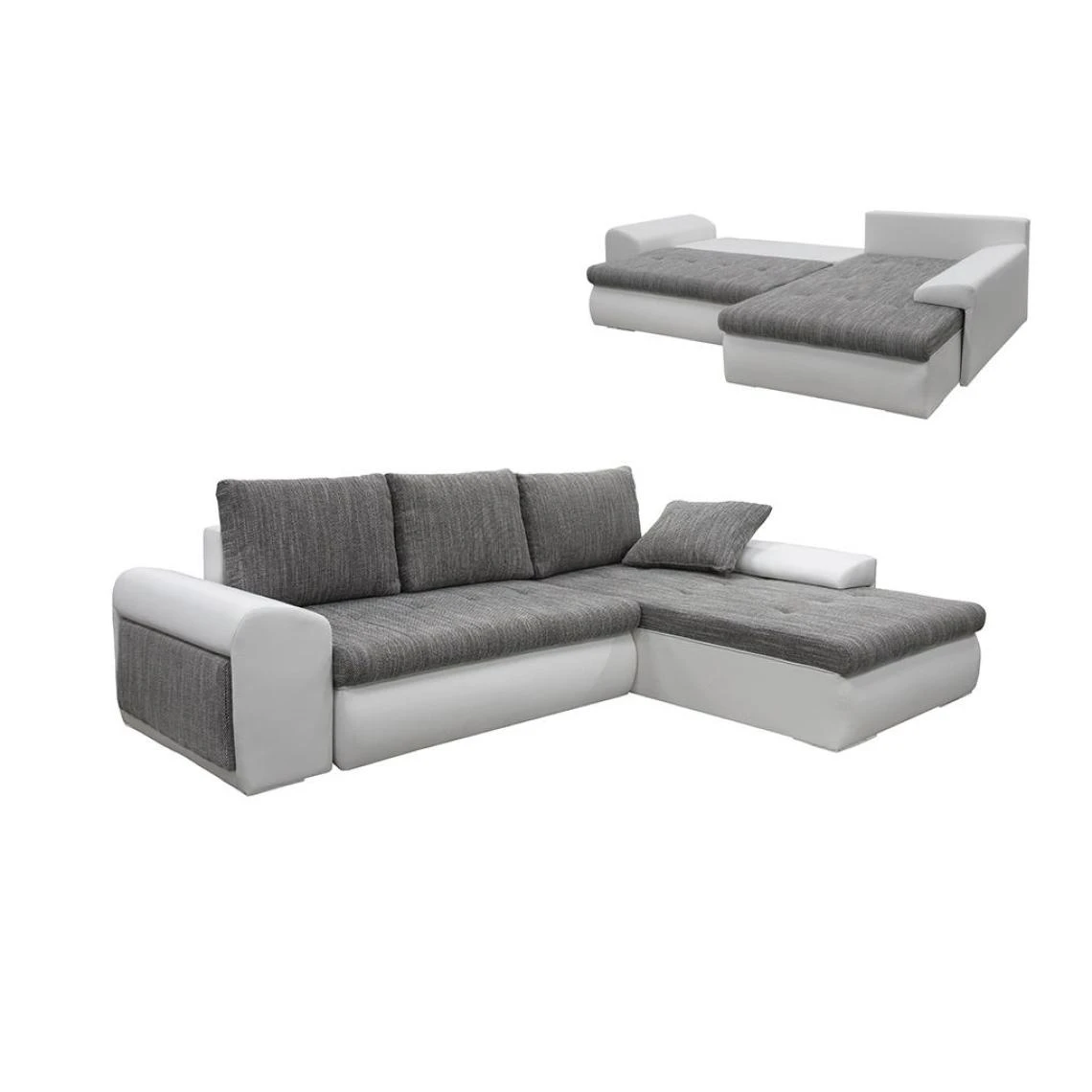 Vente-unique Canapé D'angle Réversible Et Convertible En Tissu Et Simili Gris Ch... 5 Vente-unique Canapé D'angle Réversible Et Convertible En Tissu Et Simili Gris Ch... – Image 3