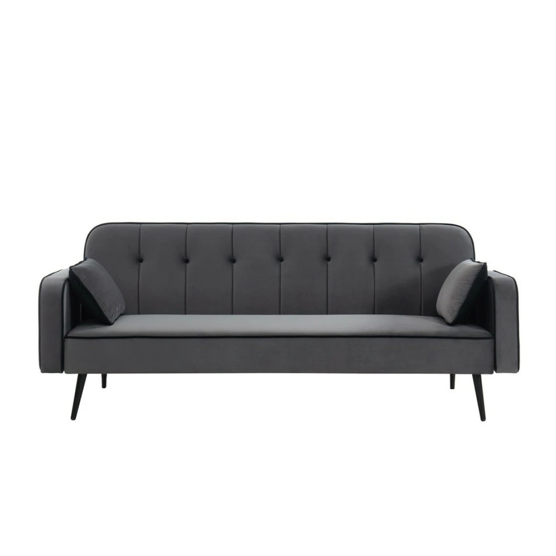 Baita Canapé Convertible SWEETY Droit En Velours Gris Pieds Métal Noir Et ... 4 Baita Canapé Convertible SWEETY Droit En Velours Gris Pieds Métal Noir Et ... – Image 2